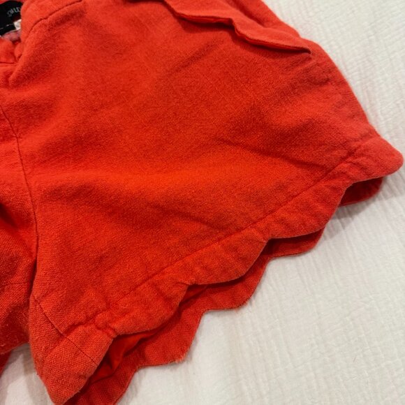Cynthia Rowley Red Linen Blend Scalloped Hem Shorts Women’s Size 10 Lined, Side - Picture 8 of 15